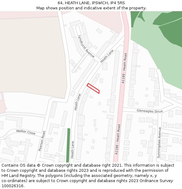 64, HEATH LANE, IPSWICH, IP4 5RS: Location map and indicative extent of plot