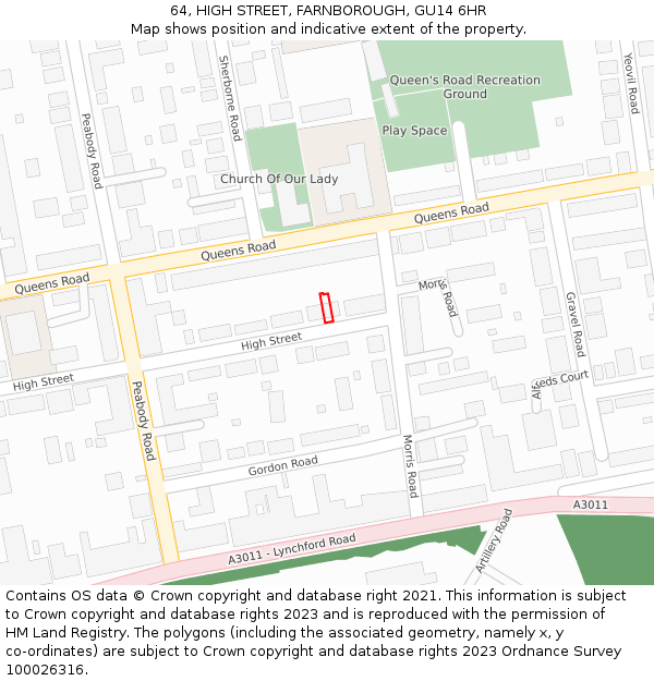 64, HIGH STREET, FARNBOROUGH, GU14 6HR: Location map and indicative extent of plot