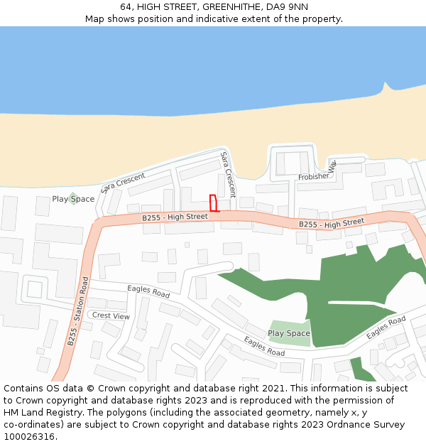 64, HIGH STREET, GREENHITHE, DA9 9NN: Location map and indicative extent of plot