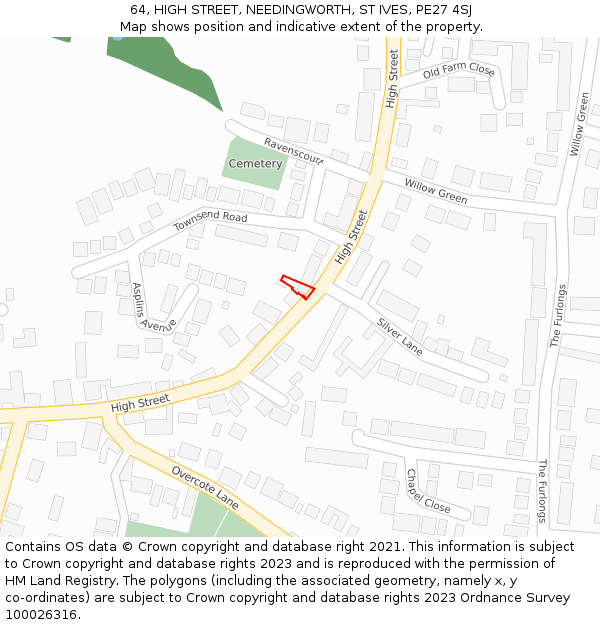 64, HIGH STREET, NEEDINGWORTH, ST IVES, PE27 4SJ: Location map and indicative extent of plot