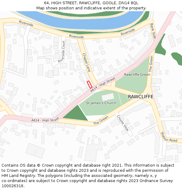 64, HIGH STREET, RAWCLIFFE, GOOLE, DN14 8QL: Location map and indicative extent of plot