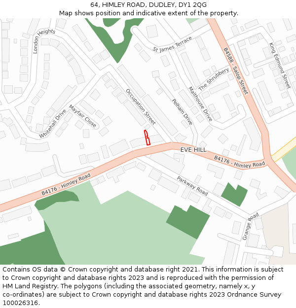 64, HIMLEY ROAD, DUDLEY, DY1 2QG: Location map and indicative extent of plot