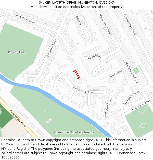 64, KENILWORTH DRIVE, NUNEATON, CV11 5XP: Location map and indicative extent of plot