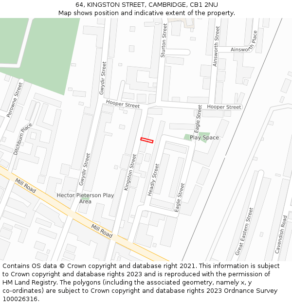 64, KINGSTON STREET, CAMBRIDGE, CB1 2NU: Location map and indicative extent of plot