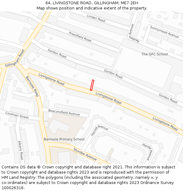 64, LIVINGSTONE ROAD, GILLINGHAM, ME7 2EH: Location map and indicative extent of plot