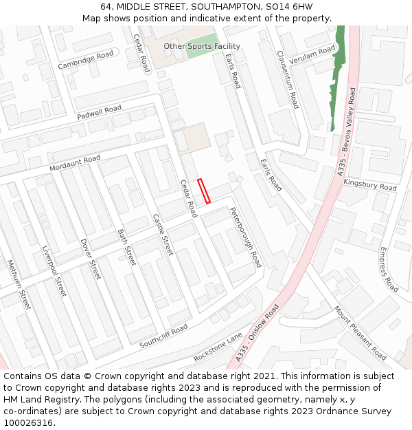 64, MIDDLE STREET, SOUTHAMPTON, SO14 6HW: Location map and indicative extent of plot
