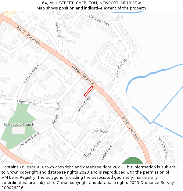 64, MILL STREET, CAERLEON, NEWPORT, NP18 1BW: Location map and indicative extent of plot