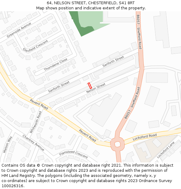 64, NELSON STREET, CHESTERFIELD, S41 8RT: Location map and indicative extent of plot