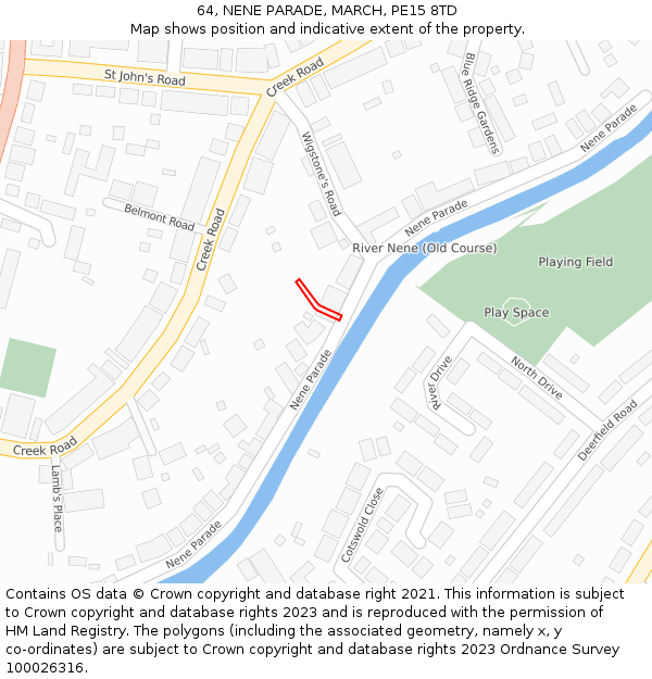 64, NENE PARADE, MARCH, PE15 8TD: Location map and indicative extent of plot