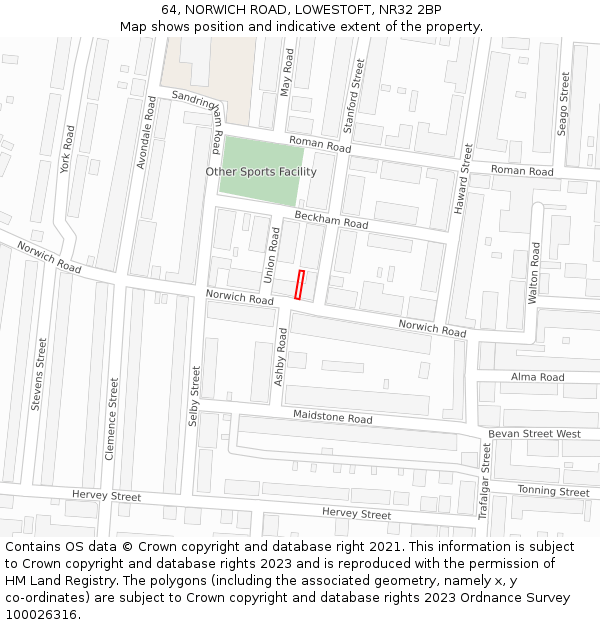 64, NORWICH ROAD, LOWESTOFT, NR32 2BP: Location map and indicative extent of plot