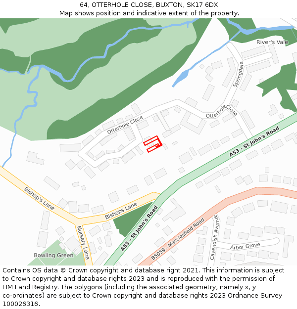 64, OTTERHOLE CLOSE, BUXTON, SK17 6DX: Location map and indicative extent of plot
