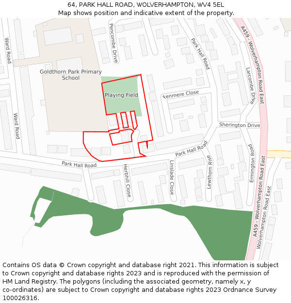 64, PARK HALL ROAD, WOLVERHAMPTON, WV4 5EL: Location map and indicative extent of plot