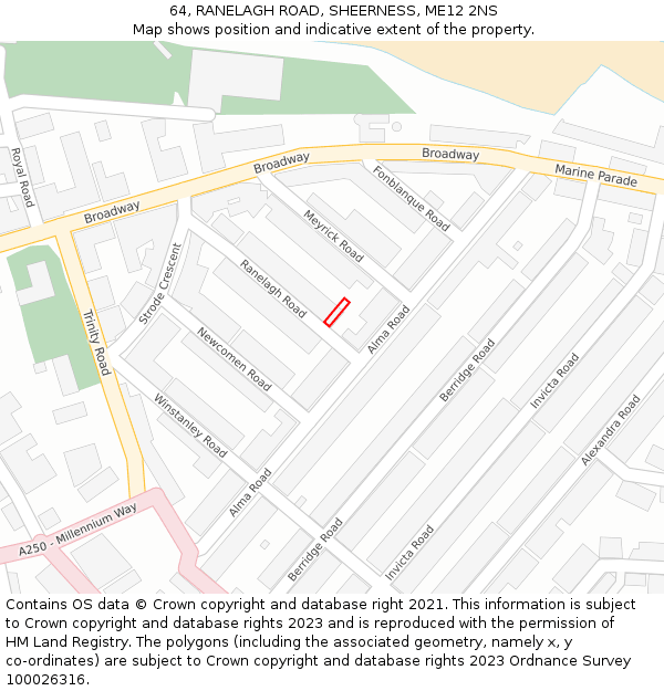 64, RANELAGH ROAD, SHEERNESS, ME12 2NS: Location map and indicative extent of plot