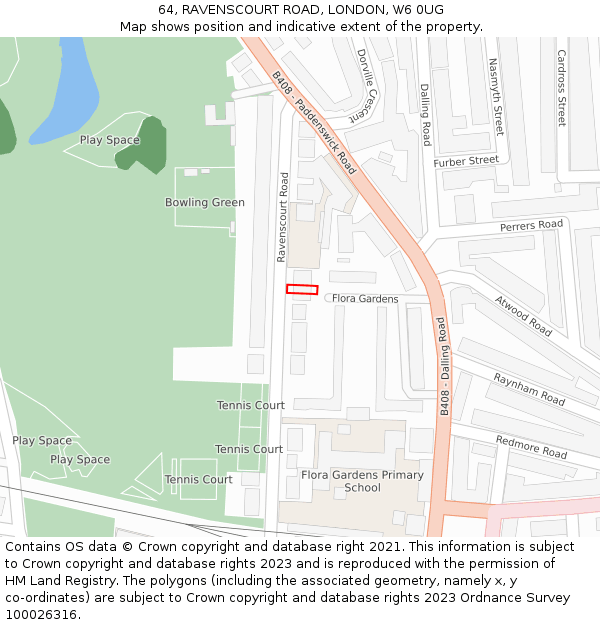 64, RAVENSCOURT ROAD, LONDON, W6 0UG: Location map and indicative extent of plot