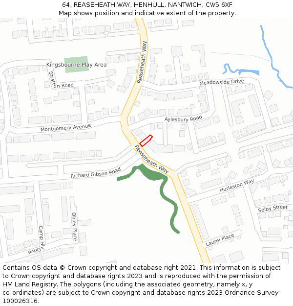 64, REASEHEATH WAY, HENHULL, NANTWICH, CW5 6XF: Location map and indicative extent of plot
