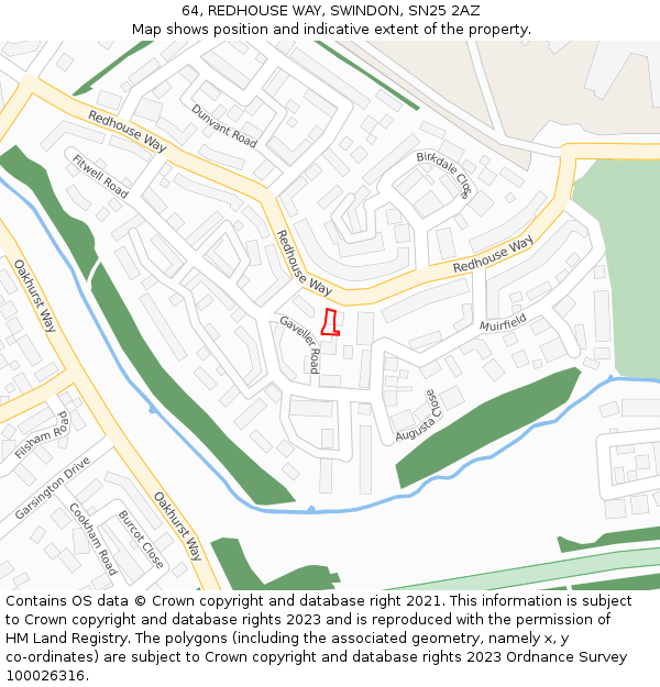 64, REDHOUSE WAY, SWINDON, SN25 2AZ: Location map and indicative extent of plot