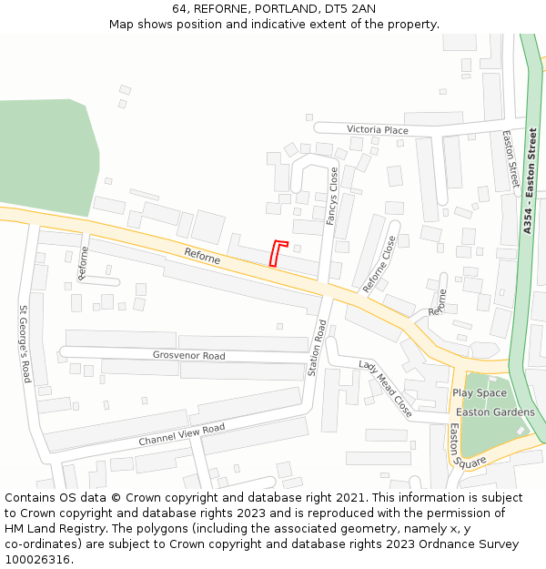 64, REFORNE, PORTLAND, DT5 2AN: Location map and indicative extent of plot