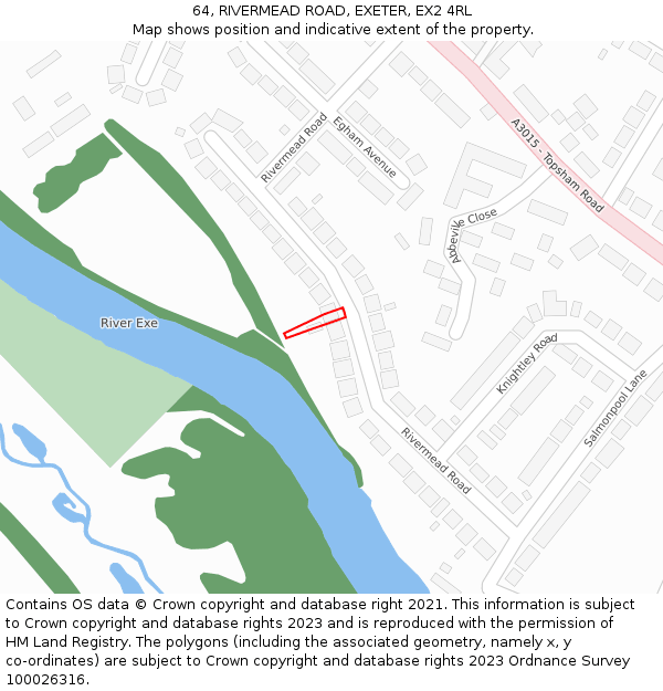 64, RIVERMEAD ROAD, EXETER, EX2 4RL: Location map and indicative extent of plot