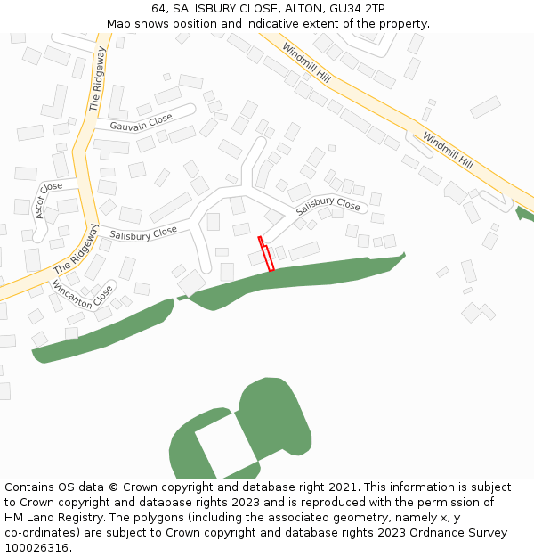 64, SALISBURY CLOSE, ALTON, GU34 2TP: Location map and indicative extent of plot
