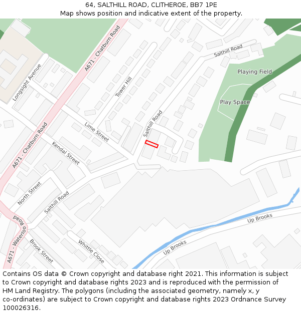 64, SALTHILL ROAD, CLITHEROE, BB7 1PE: Location map and indicative extent of plot