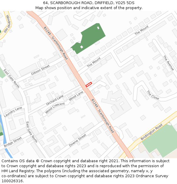 64, SCARBOROUGH ROAD, DRIFFIELD, YO25 5DS: Location map and indicative extent of plot