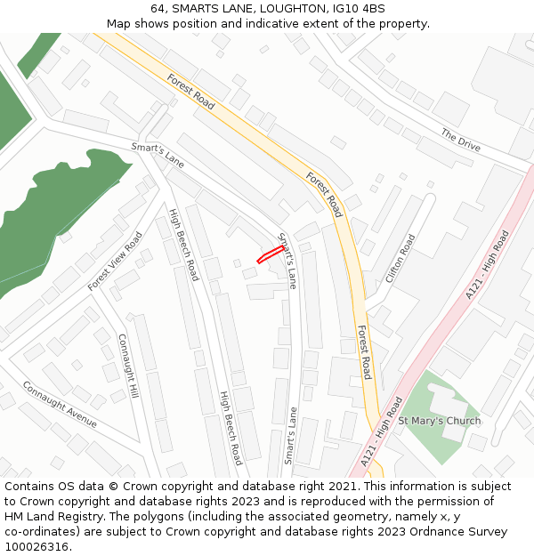 64, SMARTS LANE, LOUGHTON, IG10 4BS: Location map and indicative extent of plot