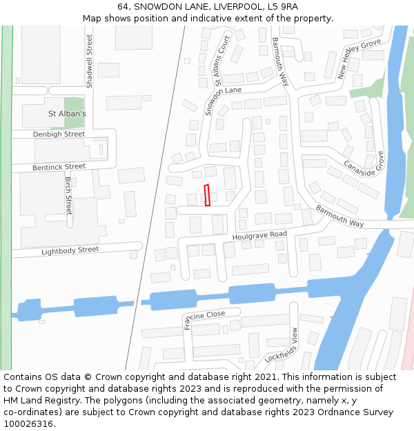 64, SNOWDON LANE, LIVERPOOL, L5 9RA: Location map and indicative extent of plot