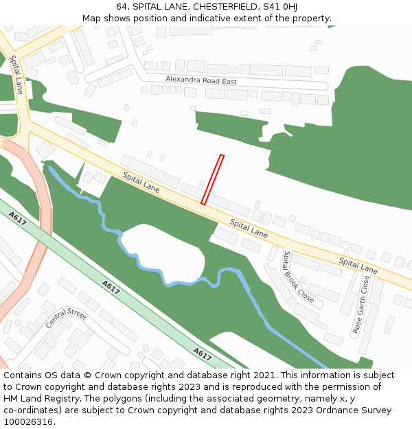64, SPITAL LANE, CHESTERFIELD, S41 0HJ: Location map and indicative extent of plot