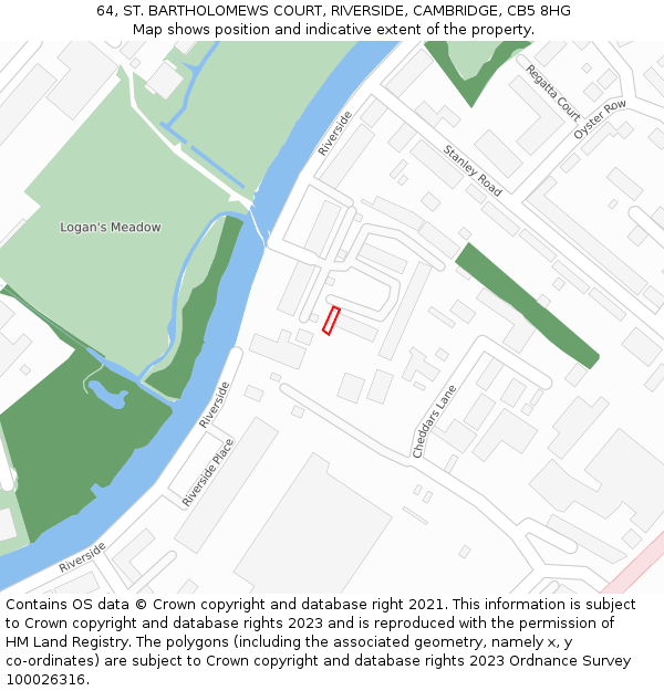 64, ST. BARTHOLOMEWS COURT, RIVERSIDE, CAMBRIDGE, CB5 8HG: Location map and indicative extent of plot
