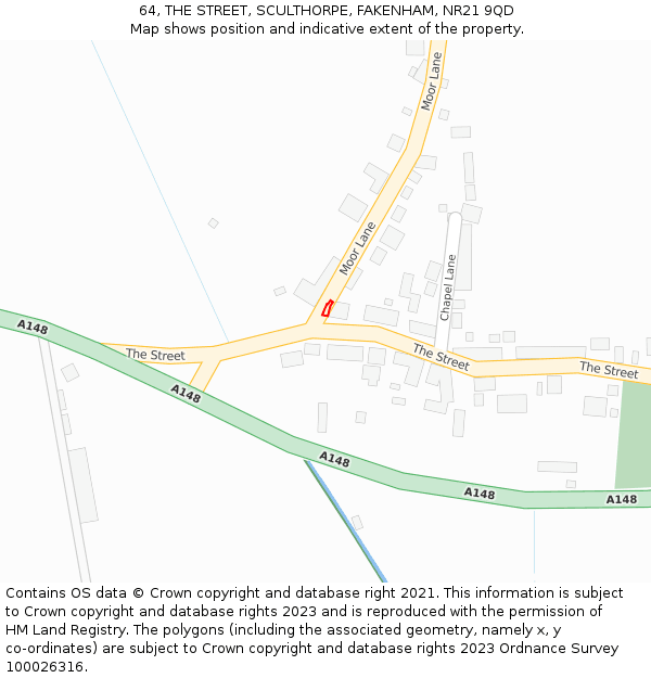 64, THE STREET, SCULTHORPE, FAKENHAM, NR21 9QD: Location map and indicative extent of plot