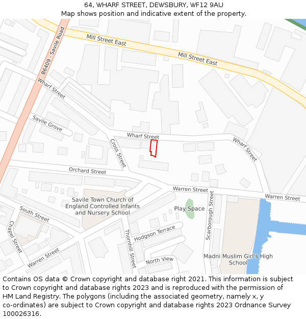 64, WHARF STREET, DEWSBURY, WF12 9AU: Location map and indicative extent of plot