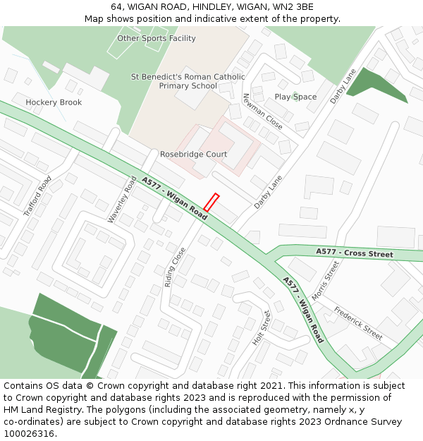 64, WIGAN ROAD, HINDLEY, WIGAN, WN2 3BE: Location map and indicative extent of plot