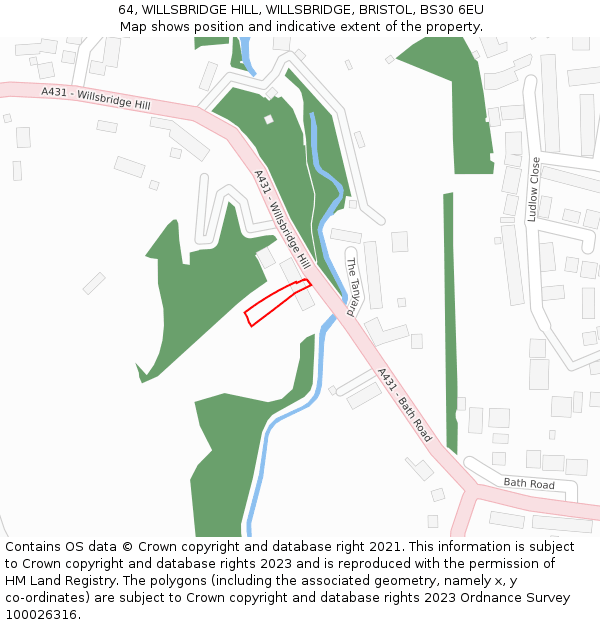64, WILLSBRIDGE HILL, WILLSBRIDGE, BRISTOL, BS30 6EU: Location map and indicative extent of plot