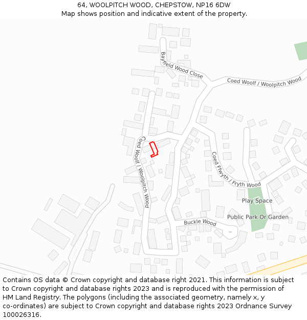 64, WOOLPITCH WOOD, CHEPSTOW, NP16 6DW: Location map and indicative extent of plot