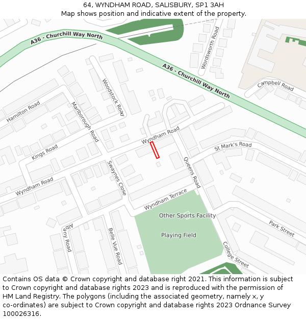 64, WYNDHAM ROAD, SALISBURY, SP1 3AH: Location map and indicative extent of plot
