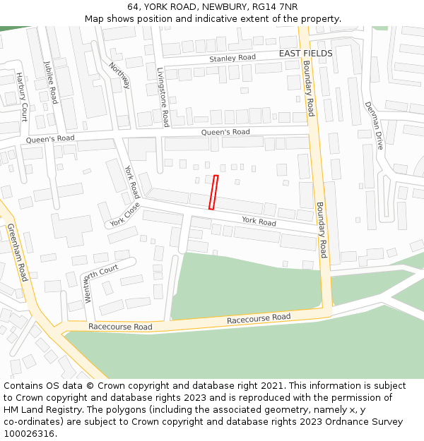 64, YORK ROAD, NEWBURY, RG14 7NR: Location map and indicative extent of plot