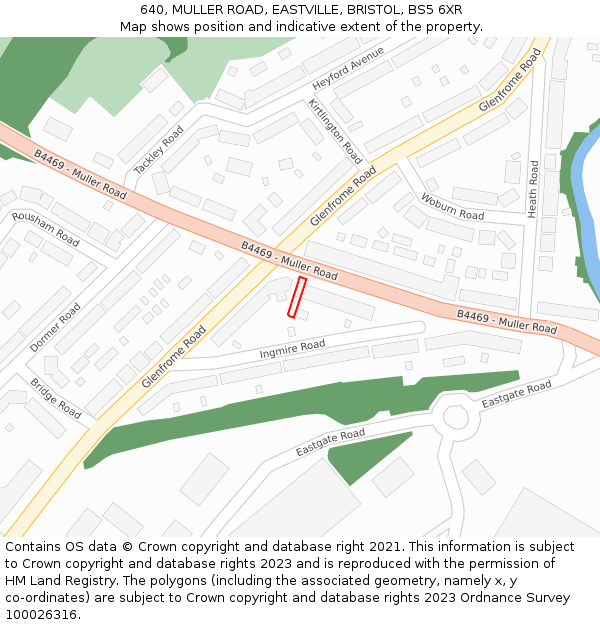 640, MULLER ROAD, EASTVILLE, BRISTOL, BS5 6XR: Location map and indicative extent of plot