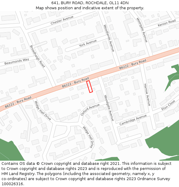 641, BURY ROAD, ROCHDALE, OL11 4DN: Location map and indicative extent of plot