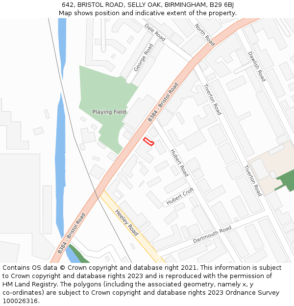 642, BRISTOL ROAD, SELLY OAK, BIRMINGHAM, B29 6BJ: Location map and indicative extent of plot