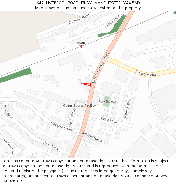 642, LIVERPOOL ROAD, IRLAM, MANCHESTER, M44 5AD: Location map and indicative extent of plot