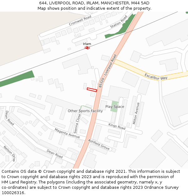 644, LIVERPOOL ROAD, IRLAM, MANCHESTER, M44 5AD: Location map and indicative extent of plot