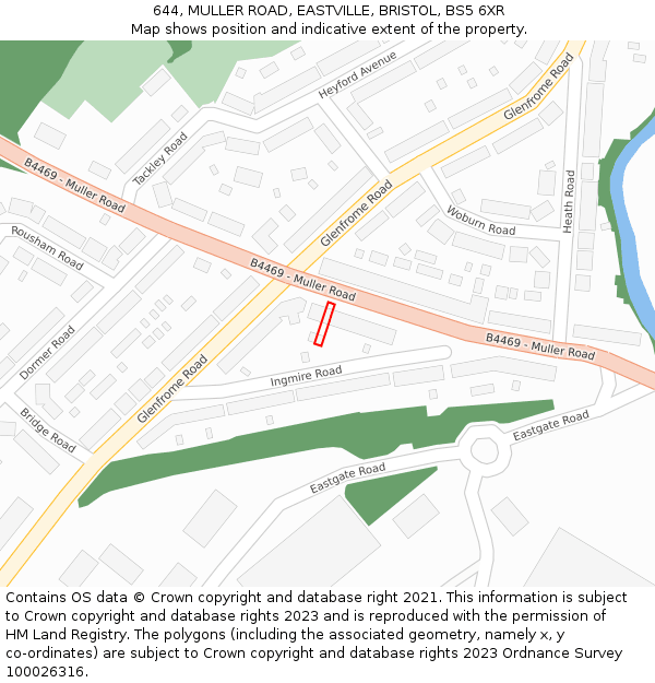 644, MULLER ROAD, EASTVILLE, BRISTOL, BS5 6XR: Location map and indicative extent of plot