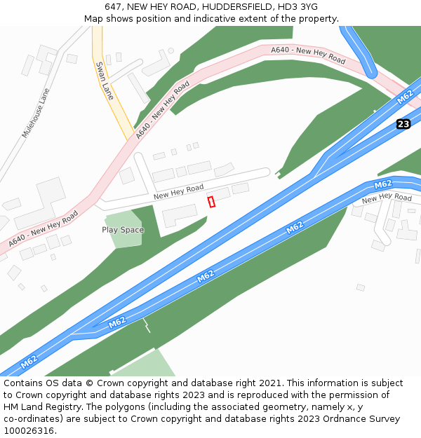 647, NEW HEY ROAD, HUDDERSFIELD, HD3 3YG: Location map and indicative extent of plot