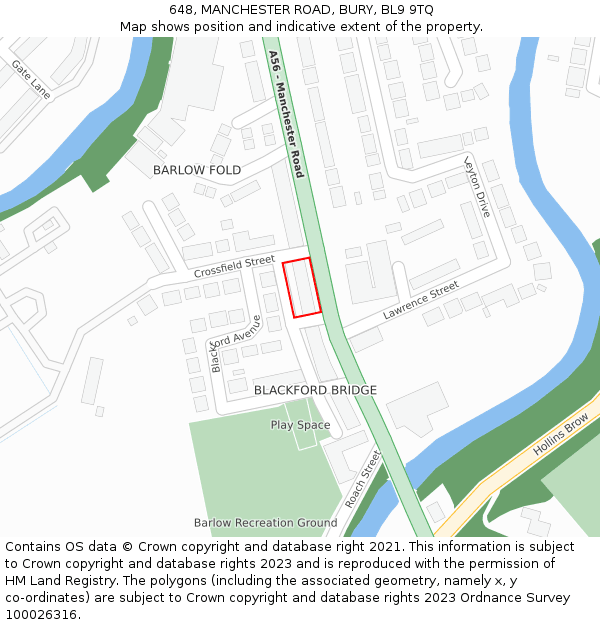 648, MANCHESTER ROAD, BURY, BL9 9TQ: Location map and indicative extent of plot