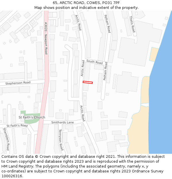65, ARCTIC ROAD, COWES, PO31 7PF: Location map and indicative extent of plot