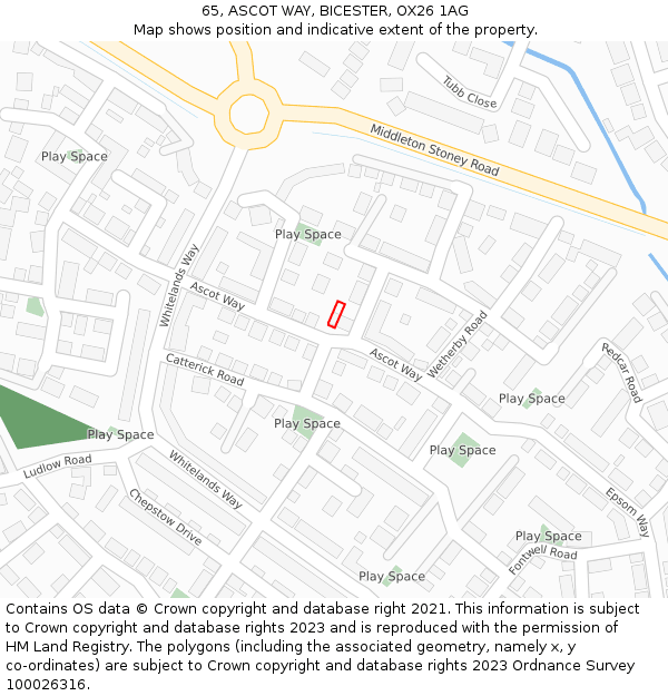 65, ASCOT WAY, BICESTER, OX26 1AG: Location map and indicative extent of plot