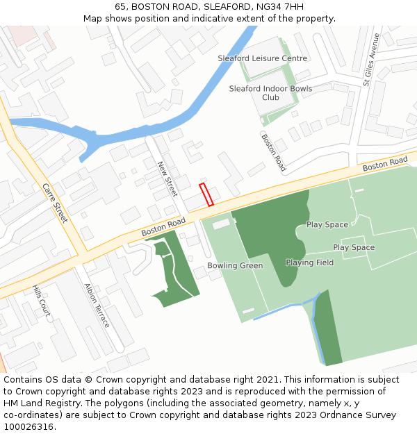 65, BOSTON ROAD, SLEAFORD, NG34 7HH: Location map and indicative extent of plot