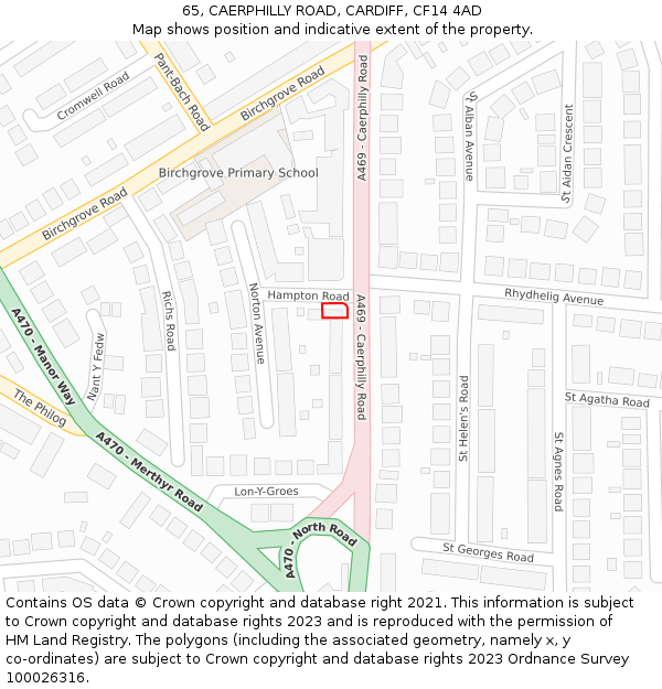 65, CAERPHILLY ROAD, CARDIFF, CF14 4AD: Location map and indicative extent of plot