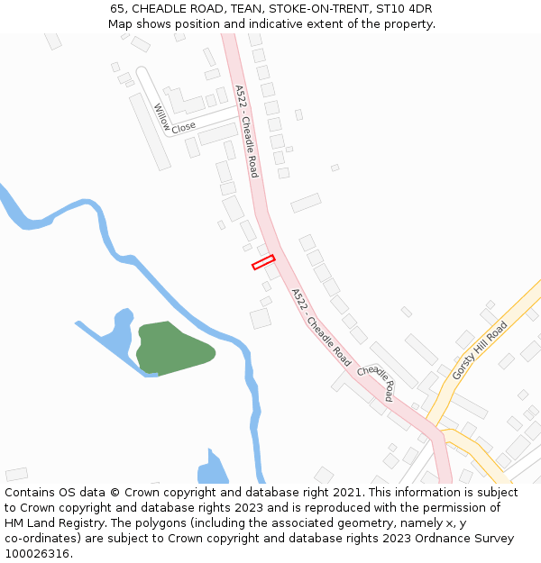 65, CHEADLE ROAD, TEAN, STOKE-ON-TRENT, ST10 4DR: Location map and indicative extent of plot