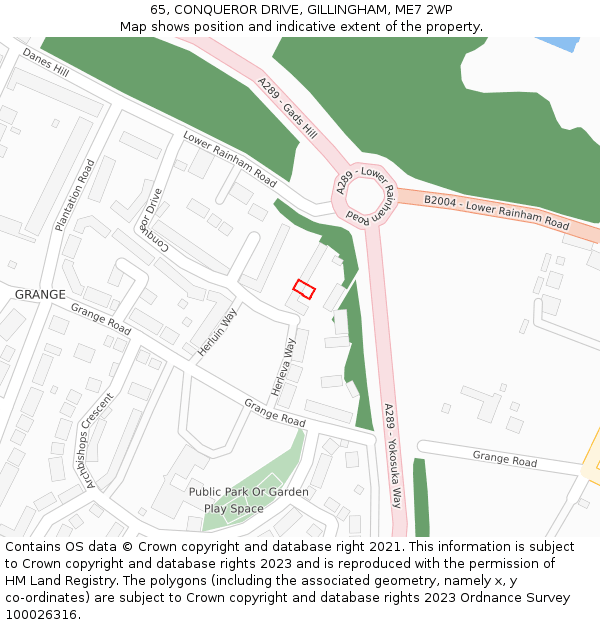 65, CONQUEROR DRIVE, GILLINGHAM, ME7 2WP: Location map and indicative extent of plot